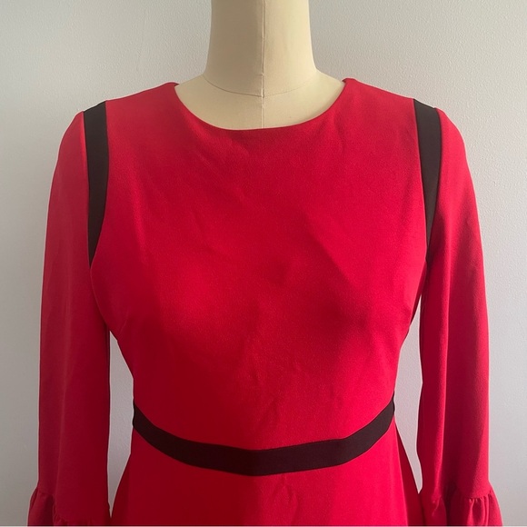 Calvin Klein Color-Blocked Bell Sleeve Sheath Dress- Red & Black- Size 10- NWT - Picture 3 of 12